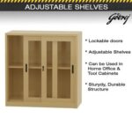 Godrej Low Height Glass Sliding Door Steel Bookshelf with Shelves, Durable Steel Frame, and Sleek Beige Finish
