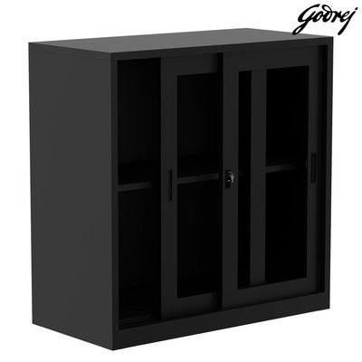 Godrej Low Height Glass Sliding Door Steel Bookshelf with Shelves, Durable Steel Frame, and Sleek Black Finish - Image 5