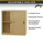 Godrej Low Height Sliding Door Steel Bookshelf with Shelves, Durable Steel Frame, and Sleek Beige Finish