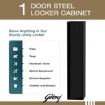 Godrej 1 Door Steel Locker with Heavy-Duty Construction, Spacious Storage, and Scratch-Resistant Black Finish