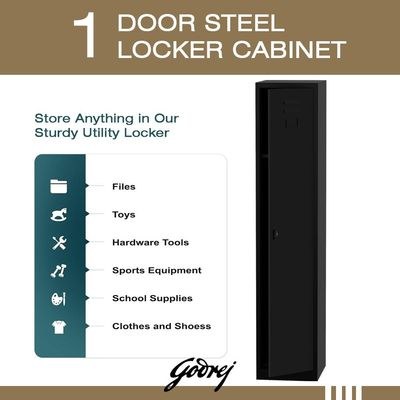 Godrej 1 Door Steel Locker with Heavy-Duty Construction, Spacious Storage, and Scratch-Resistant Black Finish - Image 5