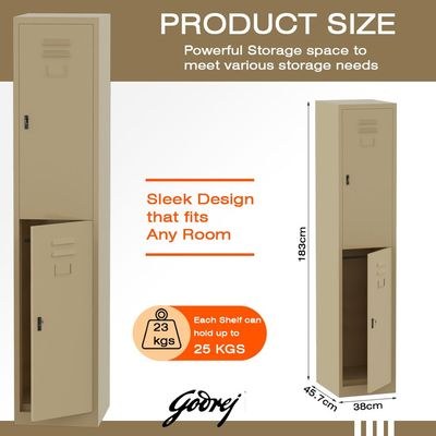 Godrej 2 Door Steel Locker with Heavy-Duty Construction, Spacious Storage, and Scratch-Resistant Beige Finish - Image 3