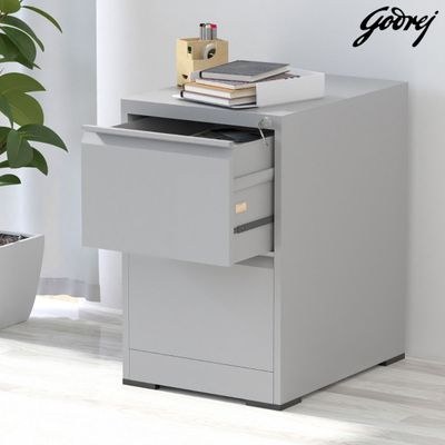 Godrej 2 Drawer Steel Filing Cabinet with Secure Lock, Heavy-Gauge Steel, and Grey Powder-Coated Finish - Image 3