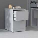 Godrej 2 Drawer Steel Filing Cabinet with Secure Lock, Heavy-Gauge Steel, and Grey Powder-Coated Finish