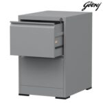Godrej 2 Drawer Steel Filing Cabinet with Secure Lock, Heavy-Gauge Steel, and Grey Powder-Coated Finish