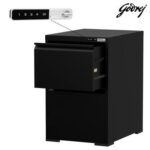Godrej 2 Drawer Digital Filing Cabinet with Touch Screen Lock, Heavy-Duty Steel, and Scratch-Resistant Black Finish