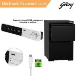 Godrej 2 Drawer Digital Filing Cabinet with Touch Screen Lock, Heavy-Duty Steel, and Scratch-Resistant Black Finish