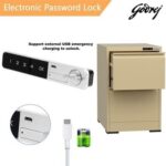 Godrej 2 Drawer Digital Filing Cabinet with Touch Screen Lock, Heavy-Duty Steel, and Scratch-Resistant Beige Finish