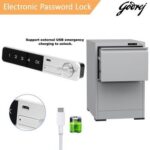 Godrej 2 Drawer Digital Filing Cabinet with Touch Screen Lock, Heavy-Duty Steel, and Scratch-Resistant Grey Finish
