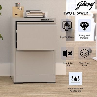 Godrej 2 Drawer Digital Filing Cabinet with Touch Screen Lock, Heavy-Duty Steel, and Scratch-Resistant Grey Finish - Image 4