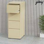 Godrej 4 Drawer Steel Filing Cabinet with Secure Lock, Heavy-Gauge Steel, and Beige Powder-Coated Finish