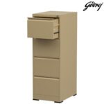 Godrej 4 Drawer Steel Filing Cabinet with Secure Lock, Heavy-Gauge Steel, and Beige Powder-Coated Finish