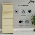 Godrej 4 Drawer Steel Filing Cabinet with Secure Lock, Heavy-Gauge Steel, and Beige Powder-Coated Finish