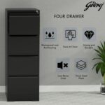 Godrej 4 Drawer Steel Filing Cabinet with Secure Lock, Heavy-Gauge Steel, and Black Powder-Coated Finish