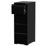 Godrej 4 Drawer Steel Filing Cabinet with Secure Lock, Heavy-Gauge Steel, and Black Powder-Coated Finish