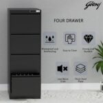 Godrej 4 Drawer Digital Filing Cabinet with Touch Screen Lock, Heavy-Duty Steel, and Scratch-Resistant Black Finish