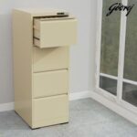 Godrej 4 Drawer Digital Filing Cabinet with Touch Screen Lock, Heavy-Duty Steel, and Scratch-Resistant Beige Finish