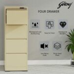 Godrej 4 Drawer Digital Filing Cabinet with Touch Screen Lock, Heavy-Duty Steel, and Scratch-Resistant Beige Finish