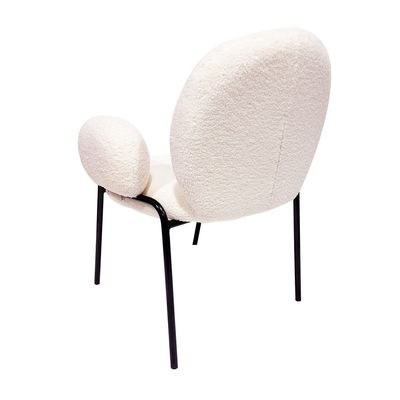 Maple Home Dining Chair Boucle Fabric Lamb Wool Low Arm Rounded Backrest Black Metal Legs Kitchen Lounge Living Office Restaurant Furniture - Image 5
