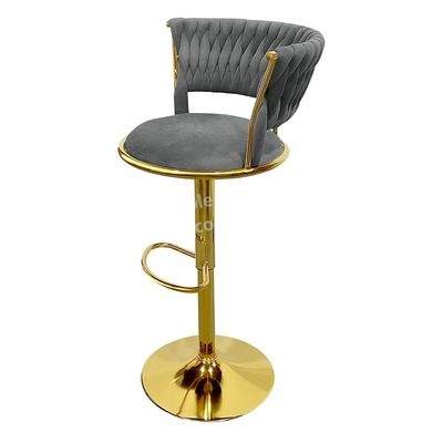 Maple Home Velvet Bar Stool Chair Metal Leg Adjustable High Backrest 360° Open Back Upholstered Seat Kitchen Home Office Bar Restuarant Furniture - Image 3