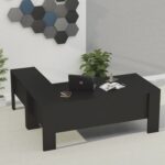 Mahmayi Moderno A01 L-Shaped Workstation Executive Desk with 2 Drawers, Heavy-Duty Legs, Ideal for Home and Office Modern Spacious Contrast Desktop - Black