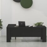 Mahmayi Moderno A01 L-Shaped Workstation Executive Desk with 2 Drawers, Heavy-Duty Legs, Ideal for Home and Office Modern Spacious Contrast Desktop - Black