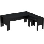 Mahmayi Moderno A01 L-Shaped Workstation Executive Desk with 2 Drawers, Heavy-Duty Legs, Ideal for Home and Office Modern Spacious Contrast Desktop - Black