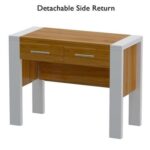 Mahmayi Moderno A01 L-Shaped Workstation Executive Desk with 2 Drawers, Heavy-Duty Legs, Ideal for Home and Office Modern Spacious Contrast Desktop - Light Walnut