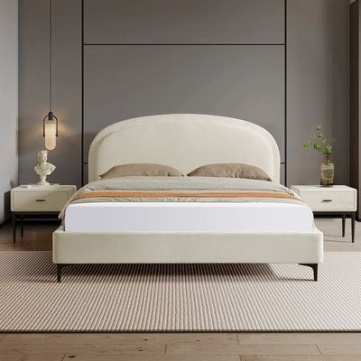 OSAKA 160x200 Queen Upholstered Bed - Beige Color - Image 3