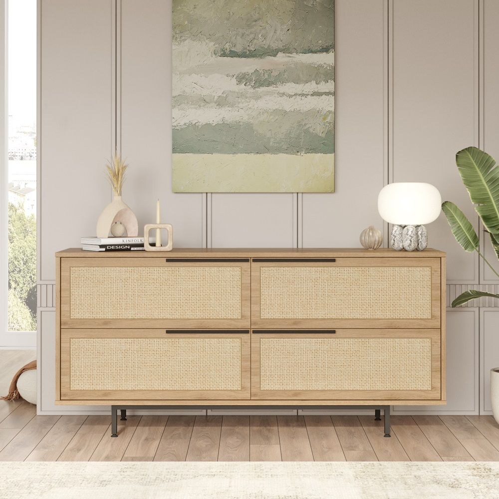 Home Canvas Ocean Console Table Side Board Oak