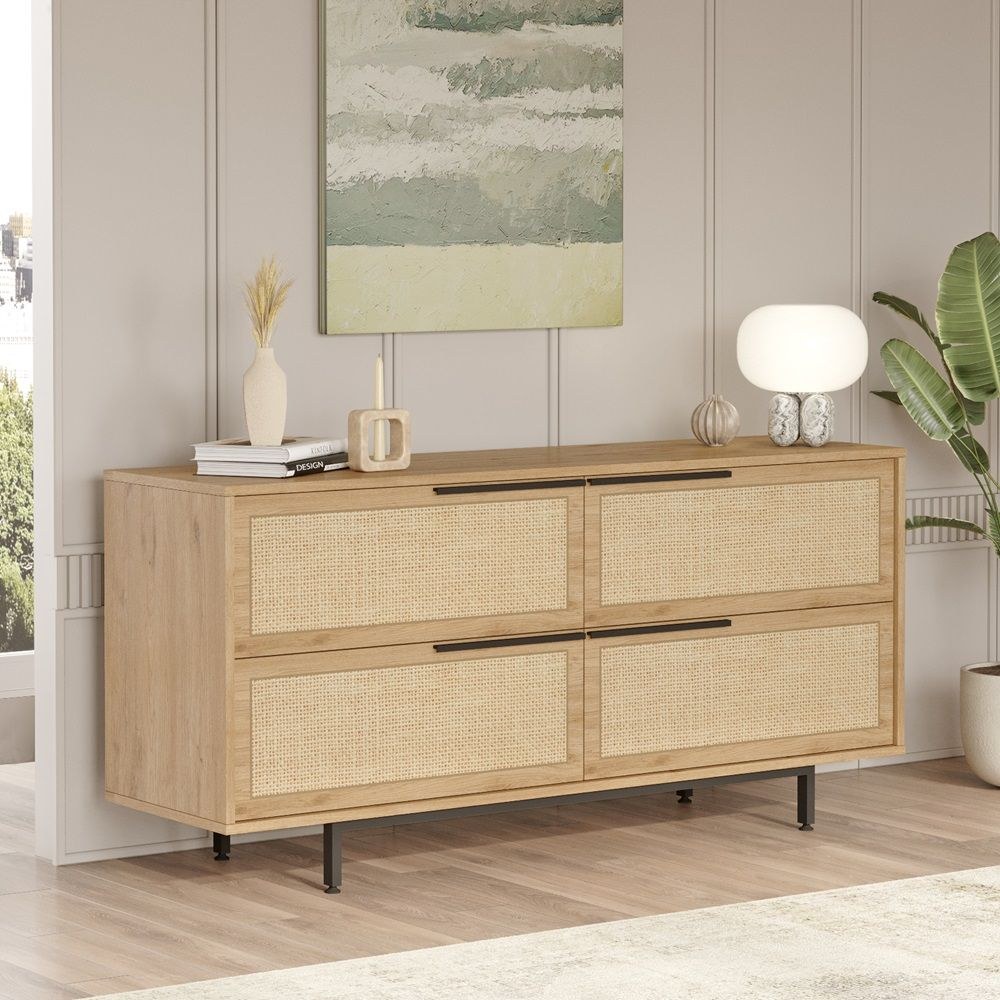Home Canvas Ocean Console Table Side Board Oak - Image 2