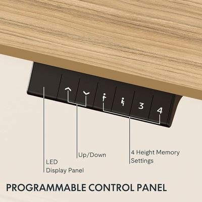 Flexispot Electric Standing Desk, 122 x 65cm Adjustable Height Desk with Sturdy Anti-Rust Steel Frame, Spacious Desktop and Memory Control Panel - Ideal for Home and Office - Coco Bolo - Image 4