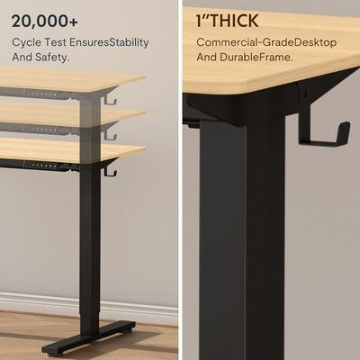 Flexispot Electric Standing Desk, 122 x 65cm Adjustable Height Desk with Sturdy Anti-Rust Steel Frame, Spacious Desktop and Memory Control Panel - Ideal for Home and Office - Coco Bolo - Image 5