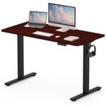 Flexispot Electric Standing Desk, 122 x 65cm Adjustable Height Desk with Sturdy Anti-Rust Steel Frame, Spacious Desktop and Memory Control Panel - Ideal for Home and Office - Apple Cherry