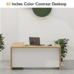 Mahmayi Modern Noce 1825 L-Shaped Executive Desk, Spacious and Stylish Office Workstation with Storage, Wooden Table with Durable Melamine Finish Ideal for Home and Office - Light Imperia with White