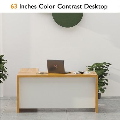 Mahmayi Modern Noce 1825 L-Shaped Executive Desk, Spacious and Stylish Office Workstation with Storage, Wooden Table with Durable Melamine Finish Ideal for Home and Office - Light Walnut with White - Image 5