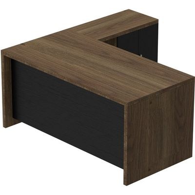 Mahmayi Modern Noce 1825 L-Shaped Executive Desk, Spacious and Stylish Office Workstation with Storage, Wooden Table with Durable Melamine Finish Ideal for Home and Office - Zabrano with Black - Image 2