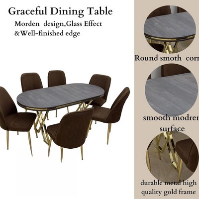LHFHOMT-7 Pieces Dining Sets 1+6 Seater dining Table Set, Furniture for dining room - Image 4