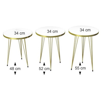 LHFHOMT- Round Coffee table set Nesting Coffee Table Set of 3 Pieces, Wooden Top, for Living Room, Balcony, Sofa Side - Image 5
