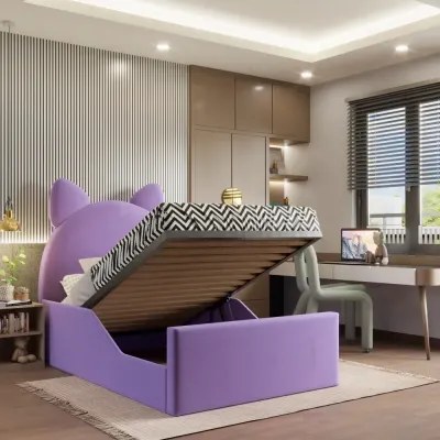 Hello Kitty Kids Bed W 140 x L 200-Purple with 1-Year Warranty - Image 3