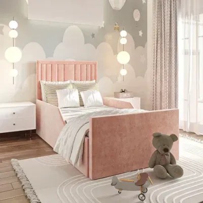 Dinah Kids Bed W 120 x L 190-Velvet Pink with 1-Year Warranty