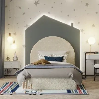 Dreamy Cloud Kids Bed W 120 x L 200-Boucle White with 1-Year Warranty