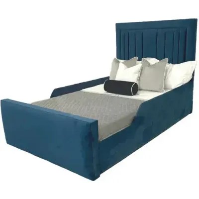 Lily Kids Bed W 160 x L 190-Velvet Blue with 1-Year Warranty - Image 2
