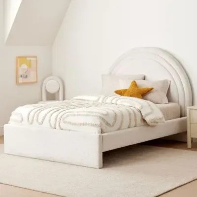 Sunrise Kids Bed W 120 x L 200-Boucle White with 1-Year Warranty