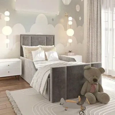 Dora Kids Bed W 160 x L 190-Velvet Silver with 1-Year Warranty