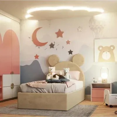 Mickey Mouse Kids Bed W 140 x L 190-Velvet Beige with 1-Year Warranty - Image 2