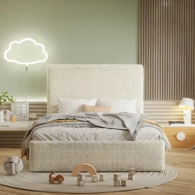 Love Nest Kids Bed W 135 x L 200-Boucle White with 1-Year Warranty