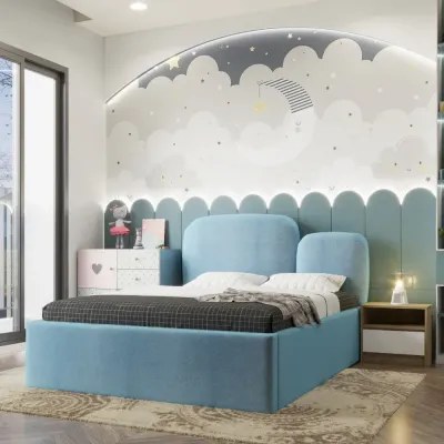 Snooze Haven Kids Bed W 140 x L 200-Velvet Blue with 1-Year Warranty - Image 2