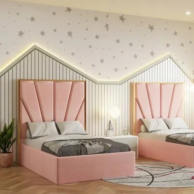 Serene Kids Bed W 120 x L 190-Velvet Pink with 1-Year Warranty - Image 2