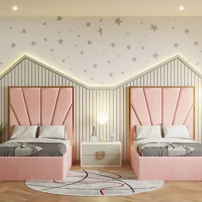 Serene Kids Bed W 120 x L 200-Velvet Pink with 1-Year Warranty